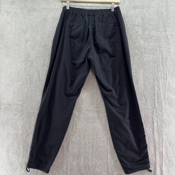 Athleta Pants Womens 6 Black Pull On Elastic Waist Mid Rise Straight Rushed Hem - Picture 7 of 16